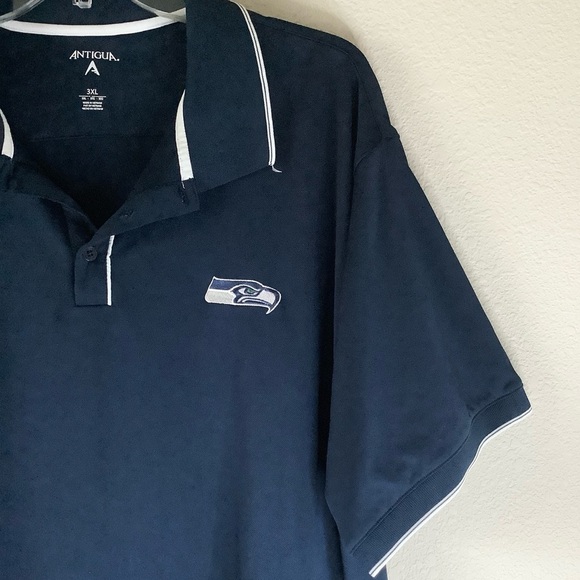 SEATTLE SEAHAWKS NFL Football Polo Shirt Blue Casual Short Sleeve Navy Men's 3XL - Picture 2 of 7